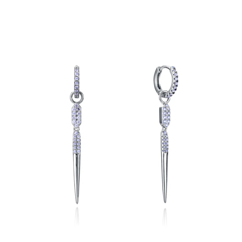 Pendientes de plata de primera ley con baño de rodio con aro con colgante 2322e000-30