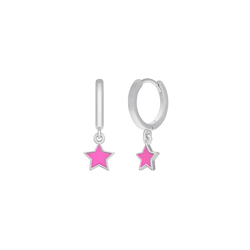 Pendientes Niña Marea Plata Estrella Fucsia D02401/ab