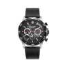 Reloj caja de acero con bisel de aluminio negro 10 atm y correa de piel negra con movimiento cuarzo 46845-57