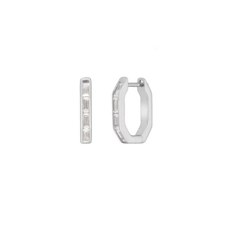 Pendientes Marea Mujer D03801/AG Plata de Ley Circonitas Baguette Huggy