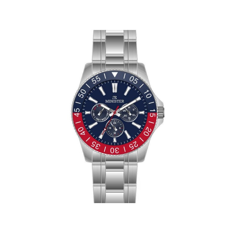 Reloj Minister Deportivo Acero Sumergible 20at. esfera Azul 009088-az