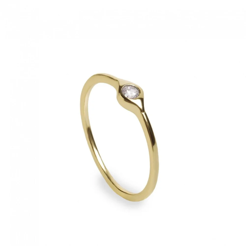 Anillo Mujer Plata Dorada Circonita Talla 11  Lineargent Fino Joven
