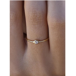 Anillo Mujer Plata Dorada Circonita Talla 11  Lineargent Fino Joven
