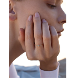Anillo Mujer Plata Dorada Circonita Talla 11  Lineargent Fino Joven