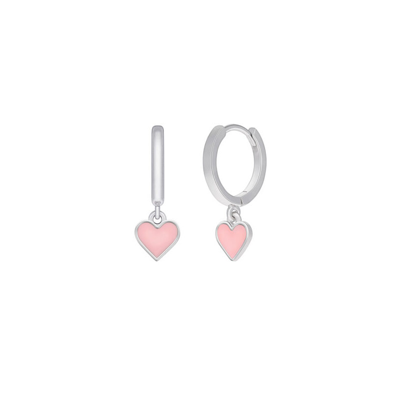 Pendientes Hoop Corazon Esmalte Rosa Marea D02401/aa