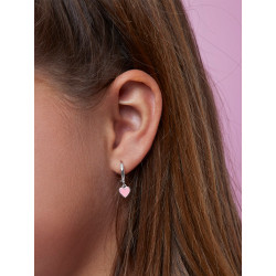 Pendientes Hoop Corazon Esmalte Rosa Marea D02401/aa
