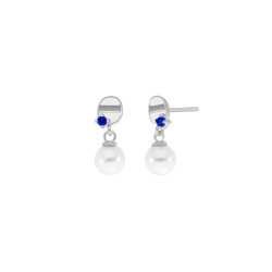 Pendientes Marea Plata Mujer Azul y Perla D03501/ba