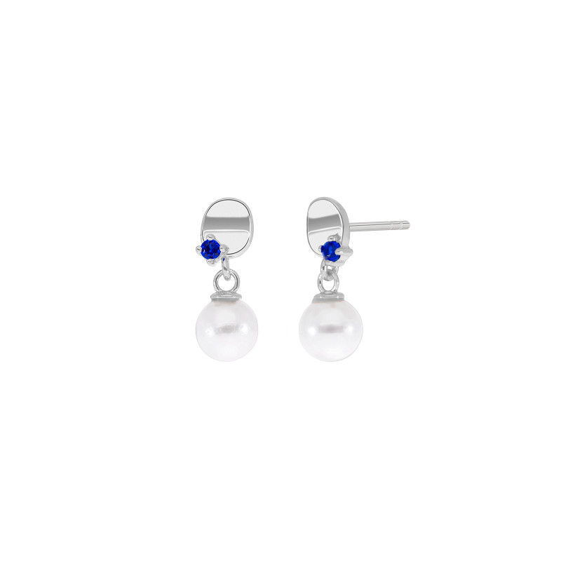 Pendientes Marea Plata Mujer Azul y Perla D03501/ba
