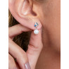 Pendientes Marea Plata Mujer Azul y Perla D03501/ba