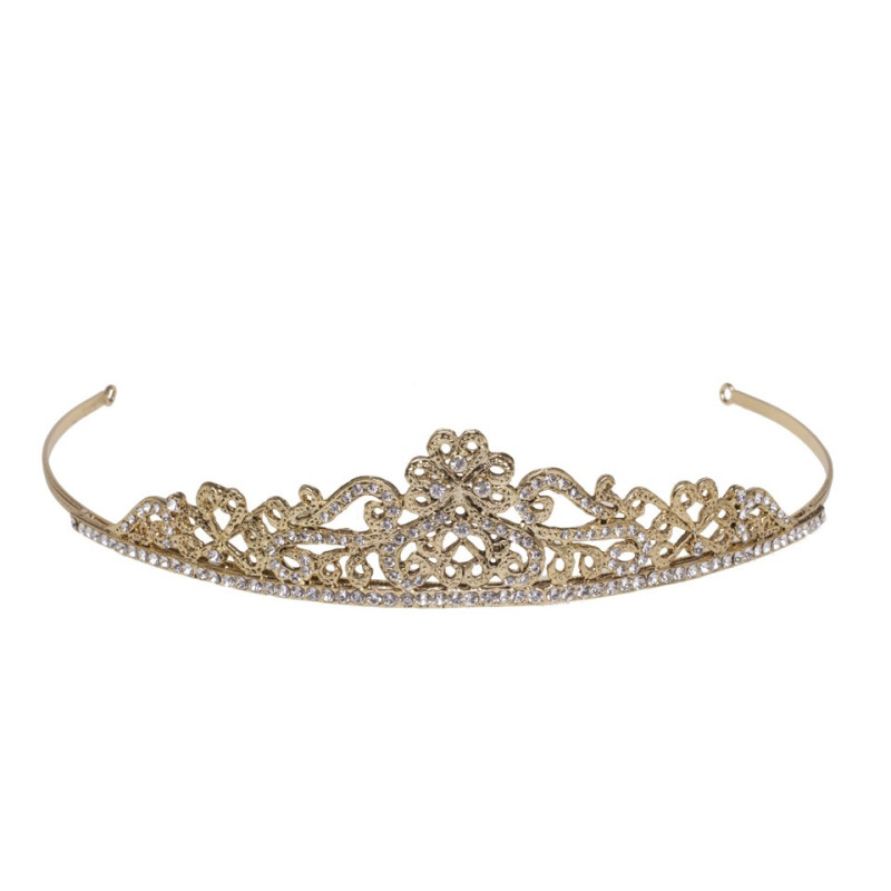 Tiara Novia Diane Dorada con Cristales Diseño Floral Elegante