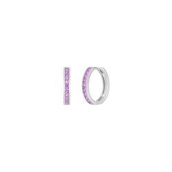 Pendientes hoop con circonitas lila Marea Plata D03801/ad