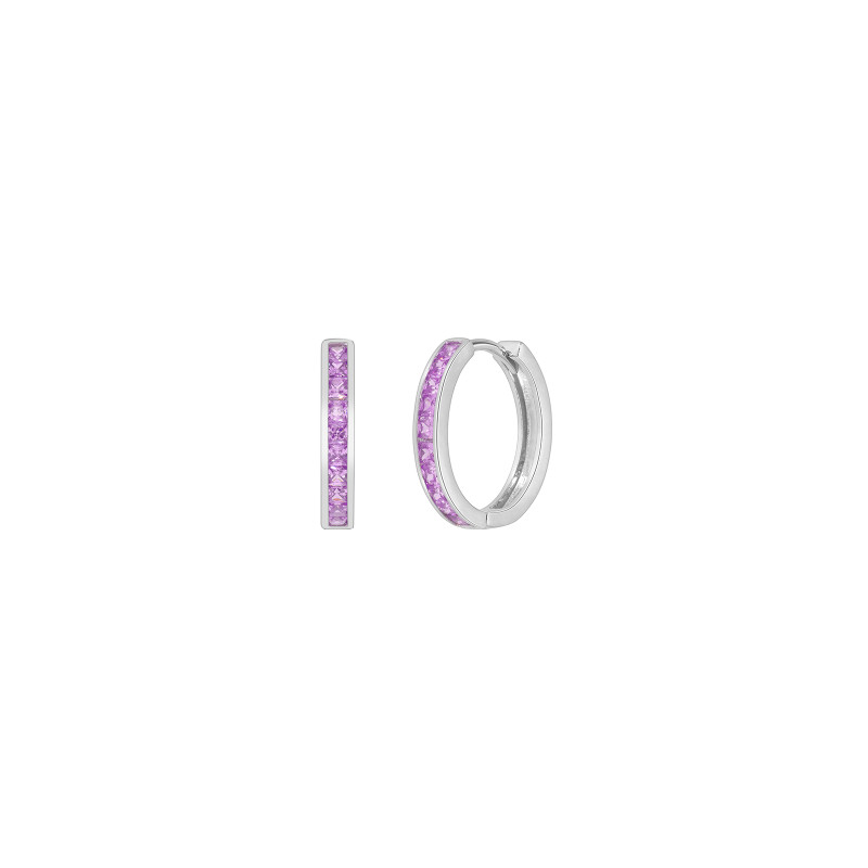 Pendientes hoop con circonitas lila Marea Plata D03801/ad