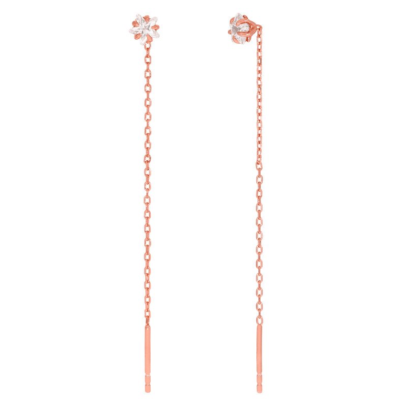 Pendientes Estrella Largo de Cadena Plata Ip Rosa Marea D03201/at