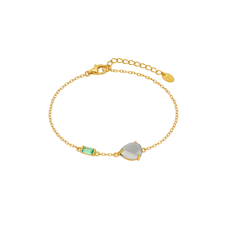 Pulsera Cristal Talla Lagrima Mujer Plata Dorada D03503/af