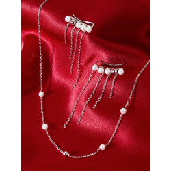 Collar Cadena Perlas Marea Plata Rodiada D03207/aq