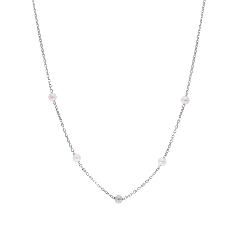 Collar Cadena Perlas Marea Plata Rodiada D03207/aq