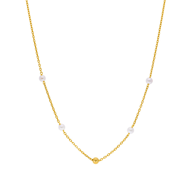 Collar Cadena Perlas Plata Dorada Marea D03207/ar