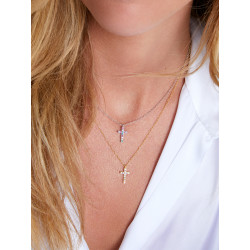 Collar Cruz Con Circonitas Rosa Marea Mujer Plata D03807/am