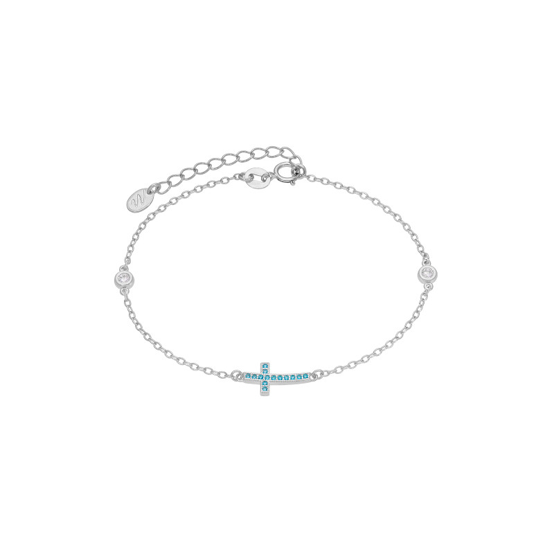 Pulsera Cruz Circonitas Turquesa Mujer Plata Marea D03803/an