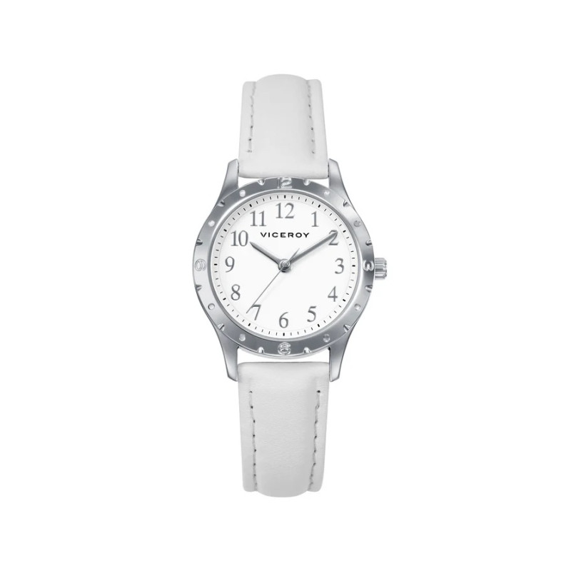 Reloj Niña Viceroy Acero y Correa Piel Blanca con Pulsera de regalo 401282-04