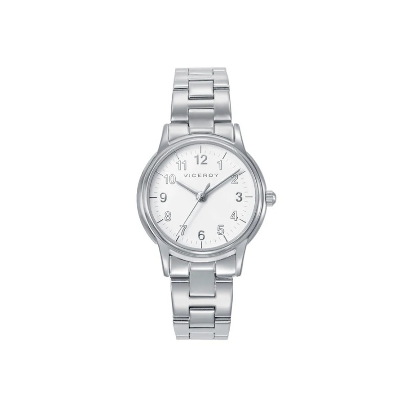 Reloj Niña Viceroy Acero y esfera blanca con pulsera de cordon de regalo 401286-04