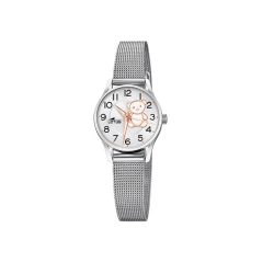 Reloj Lotus Niña Esfera Blanca Osito Malla Acero Inoxidable 18571/f