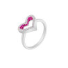 Anillo corazón circonitas color rubí. Plata de 1ª Ley D02906/al14