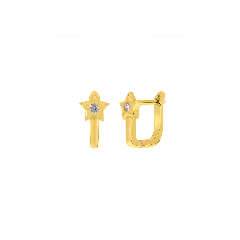 Pendientes Estrella Niña Plata Dorada Marea D03301/bk