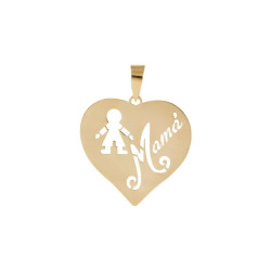 Colgante Corazon Mamá y Niño Oro de 1ley
