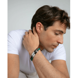Pulsera Hombre Viceroy Acero Y Piel Verde 15180p01016