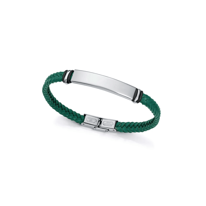 Pulsera Hombre Viceroy Acero Y Piel Verde 15180p01016