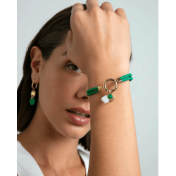 Pulsera Viceroy Mujer Acero Piel Verde Doble Trenzada 14285p01016