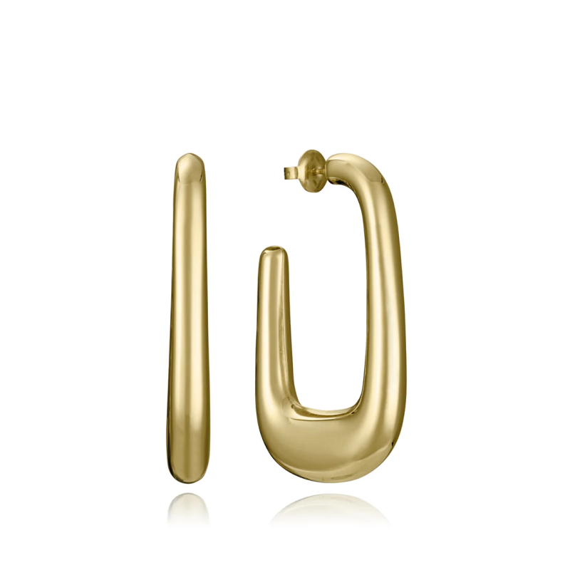 Pendientes Viceroy Mujer Acero Ip Dorado Abierto Rectangular 14297e01012