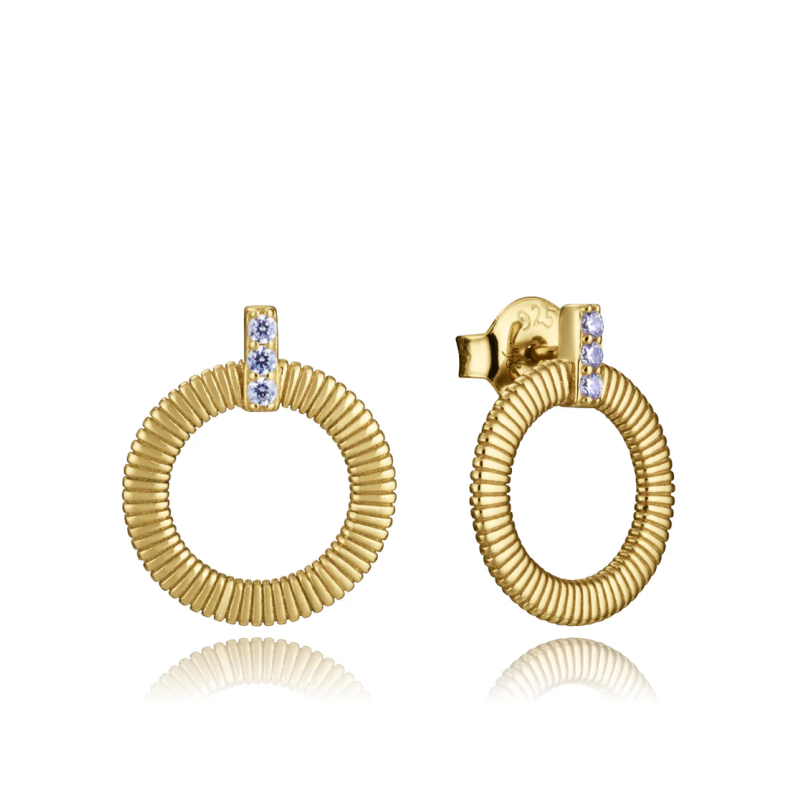 Pendientes Viceroy Mujer Plata Primera Ley Dorado con Fila de Circonitas Blancas y Aro 13243e100-30