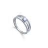 Anillo Viceroy Mujer Plata Primera Ley con Baño de Rodio, con Dos Filas de Circonitas y una Central 9152a016-30