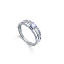 Anillo Mujer Viceroy Plata Primera Ley con Baño de Rodio,con dos filas de Circonitas y una Central 9152a014-30
