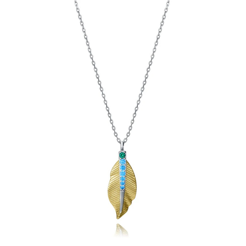 Collar Viceroy Mujer Plata de Ley 925 Dorado con Colgante Pluma y Circonitas 15127C100-39