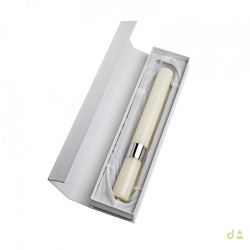 Vela Bautismal Cuadrada Paloma Plata + Personalización