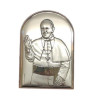 Icono Papa Francisco 5x7 Cm Laminado Plata y madera