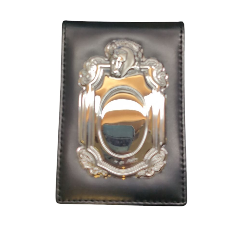 Portatarjetas Plata Primera Ley Pedro Duran,Piel Legitima Color Negro, Personalizable