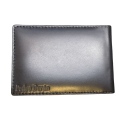 Portatarjetas Plata Primera Ley Pedro Duran,Piel Legitima Color Negro, Personalizable