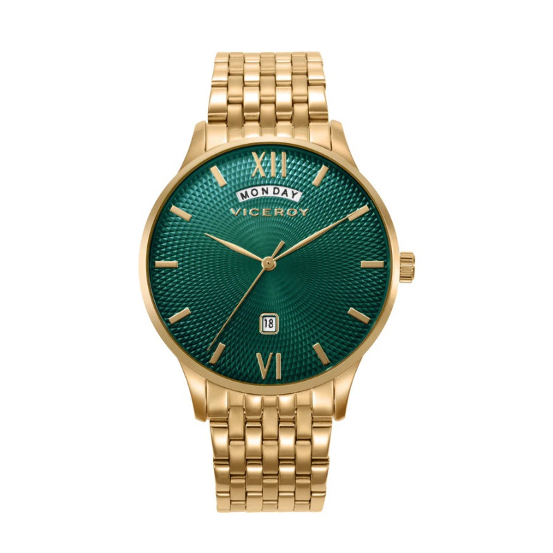 Reloj Viceroy Hombre Acero Dorado Esfera Verde 42455-63 – Elegante, Cuarzo Analógico 5 ATM