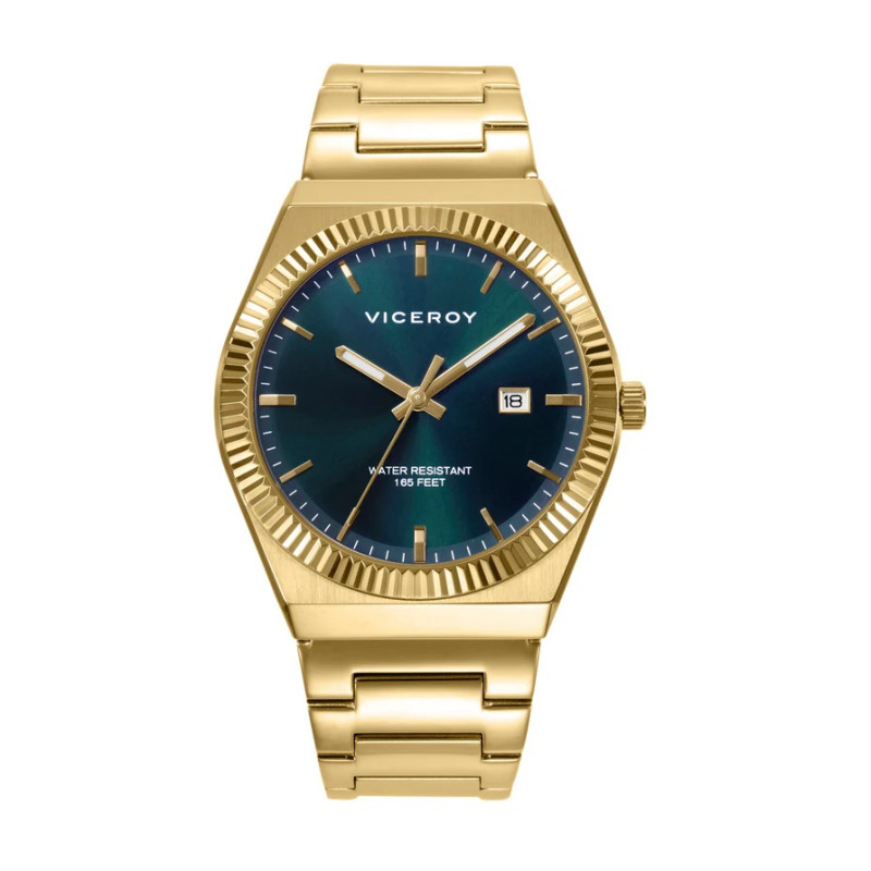 Reloj Viceroy Acero Dorado 5 atm Cuarzo Esfera Verde 401433-67