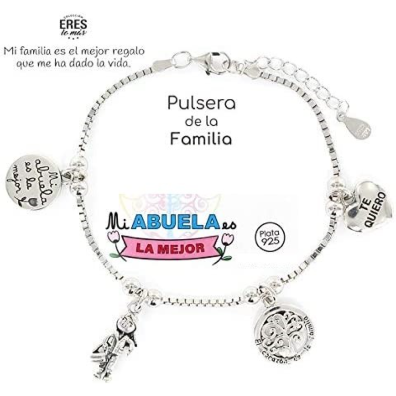 Pulsera de Mi Abuela es la Mejor para Mujer en Plata de Ley – "Eres lo Más"