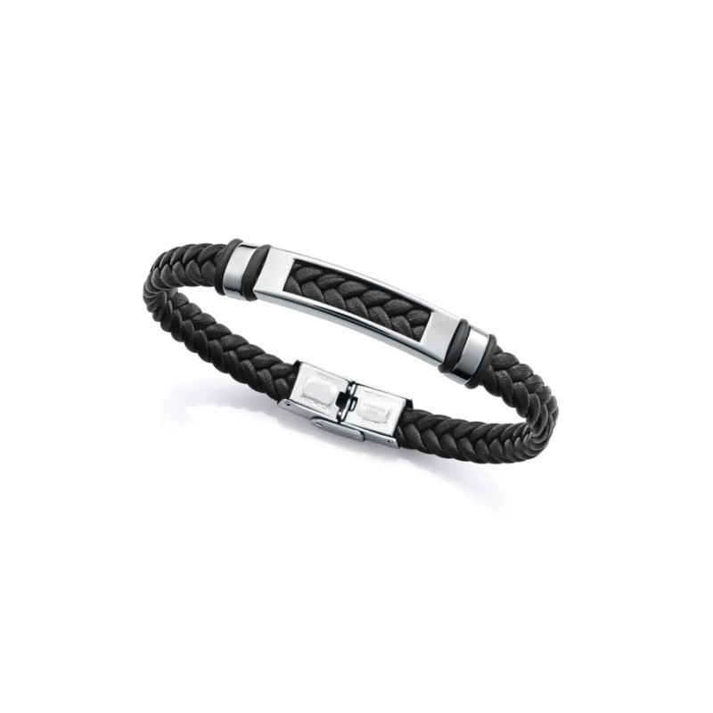Pulsera Viceroy Hombre Acero, Piel y Silicona Negra 14310p01010