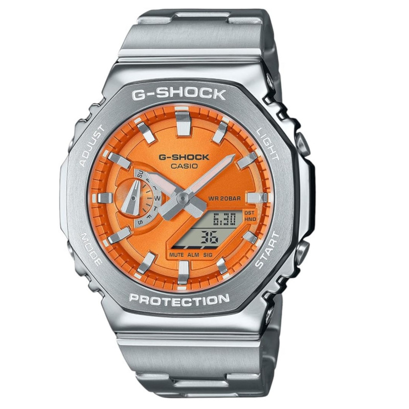 Reloj G-shock Gm-2110d-4aer Hombre Naranja - Con bisel Metálico