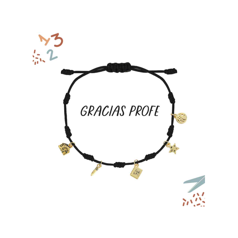 Pulsera Hilo Negro Profe 7 Nudos