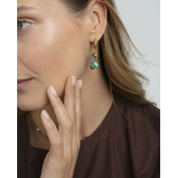 Pendientes de mujer de acero Ip dorado con cadena y piedras naturales 14276e01016