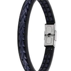 Pulsera Acero Y Piel Hombre...