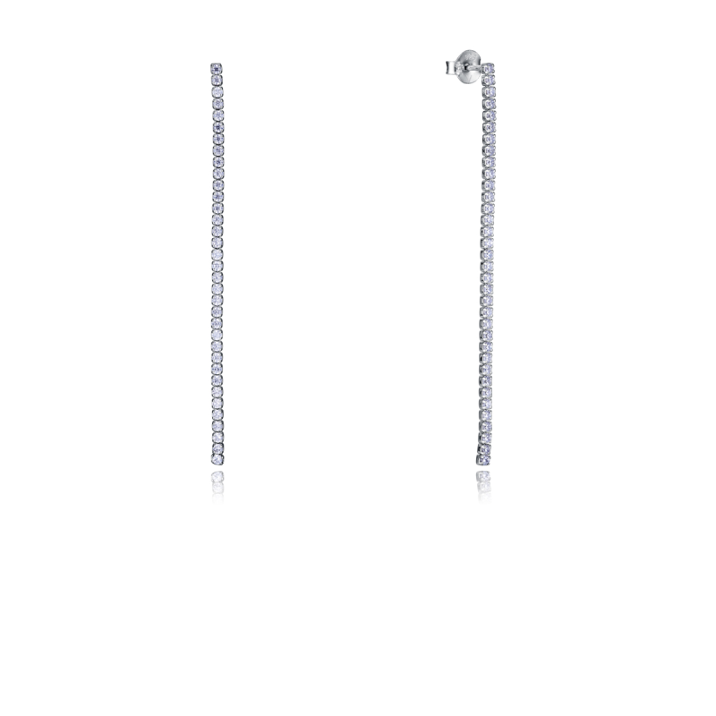 Pendientes Plata  Viceroy Mujer Tira de Circonitas Largos Joven Fiesta Novia